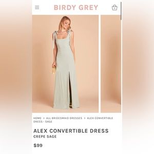 Birdy Grey Alex Convertible Bridesmaid Dress in Sage Size Medium *NEVER WORN*